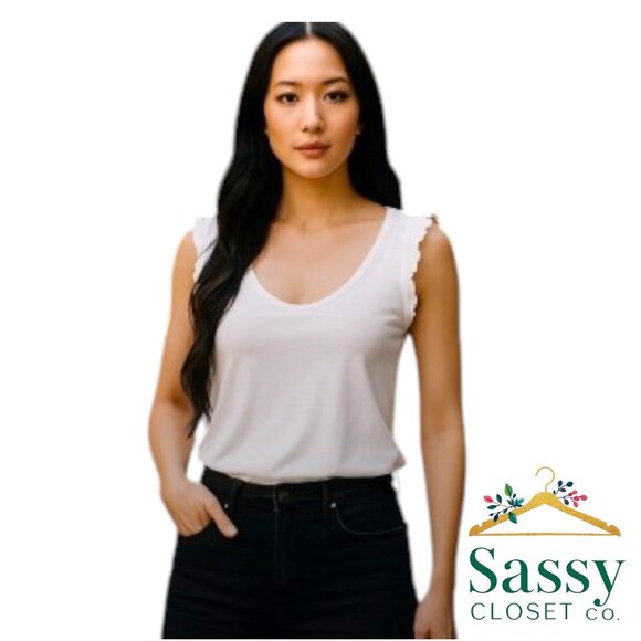 ANN TAYLOR Polished Tank – Sleeveless, Cotton Blend, Size M - Picture 1 of 7